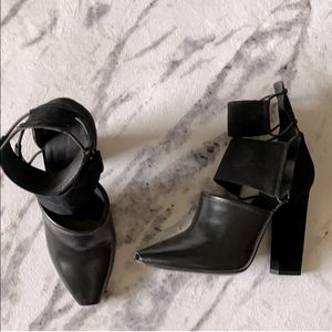 Black leather + velvet Alexander Wang Booties
